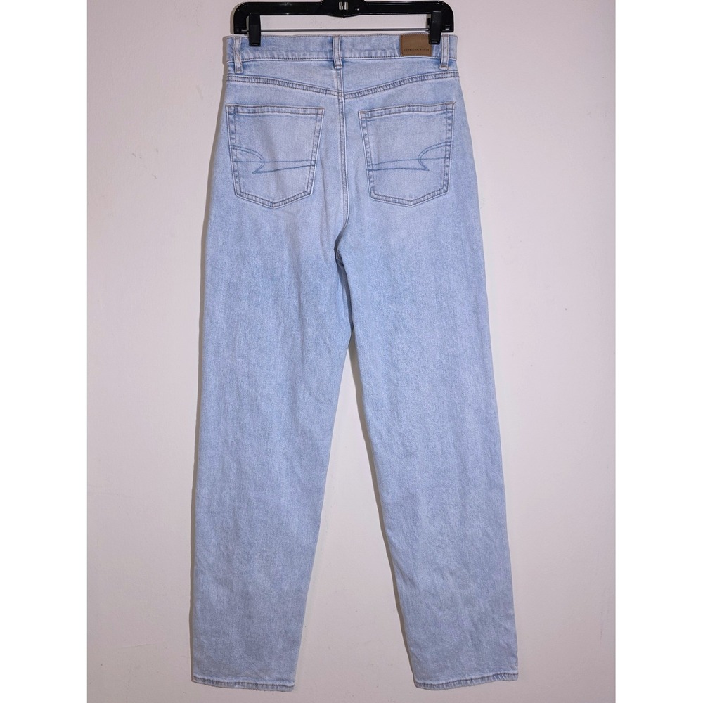 American Eagle Strigid Highest Waist Crossover Baggy Straight Jeans Light Wash 4 - Picture 10 of 16